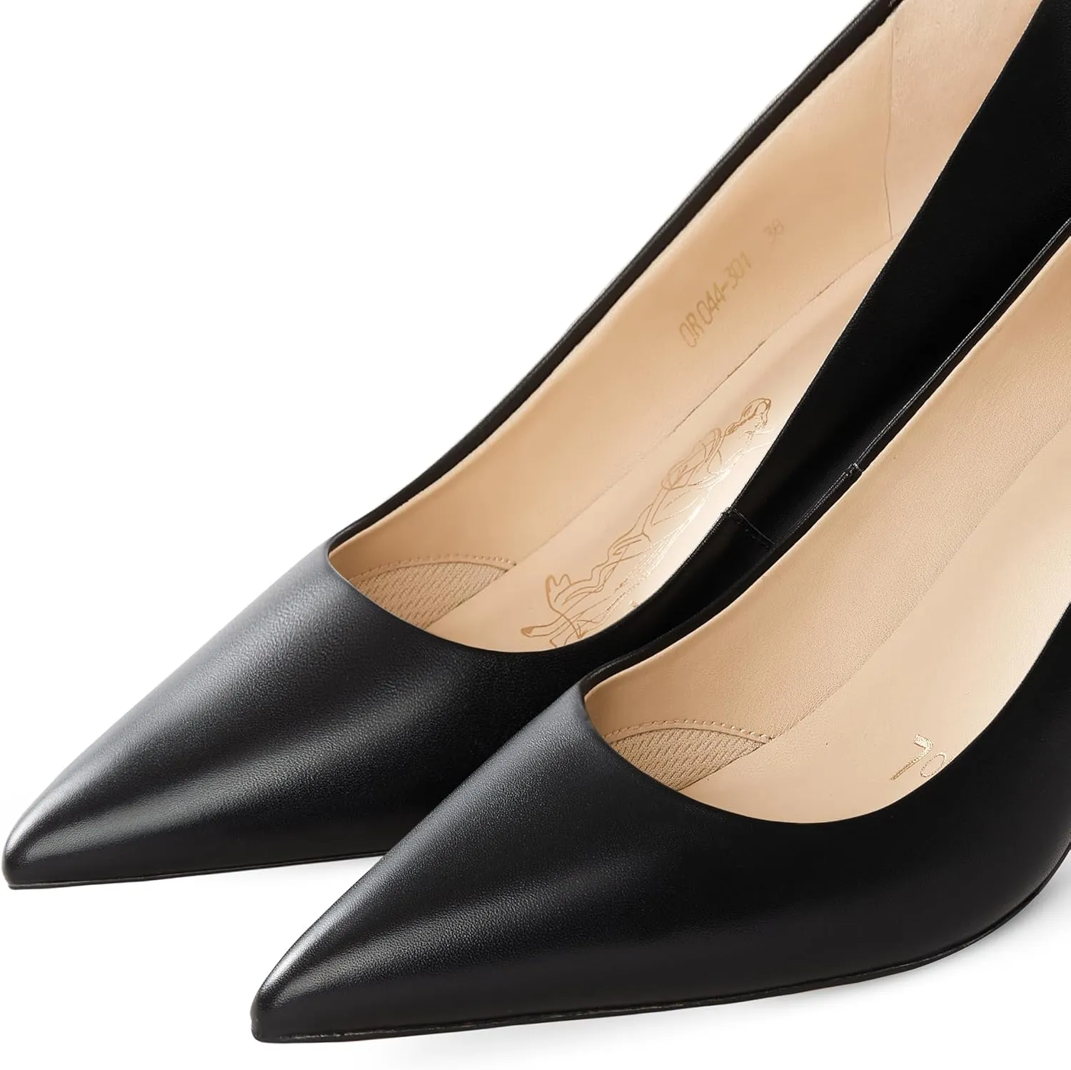 7or9 Women's Pumps Kitten Heels for Women Classic Pointed Toe Stiletto Heel Dressy Air-Touch Foam Shoes 2.75" - Red, Nude & White