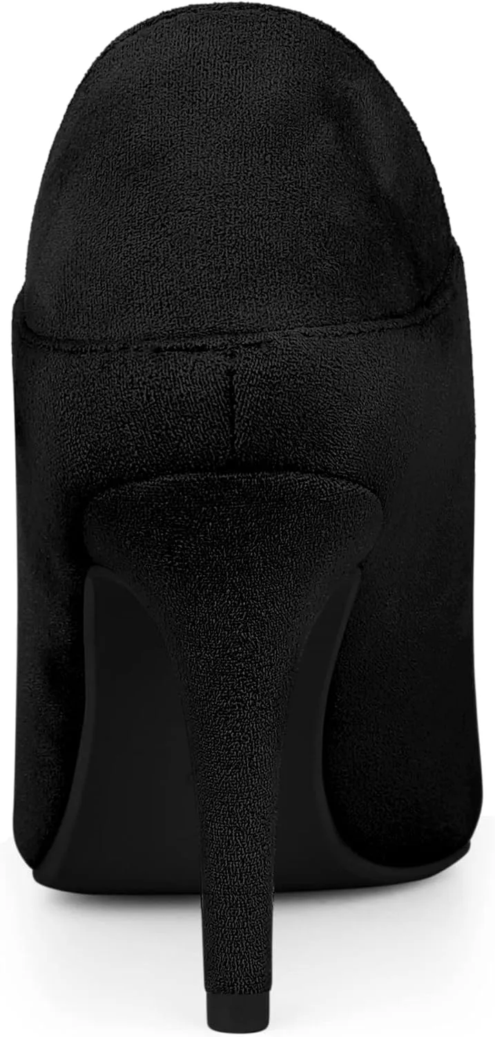 Allegra K Women's Pointed Toe Rhinestones Pull on Stiletto Heel Ankle Booties