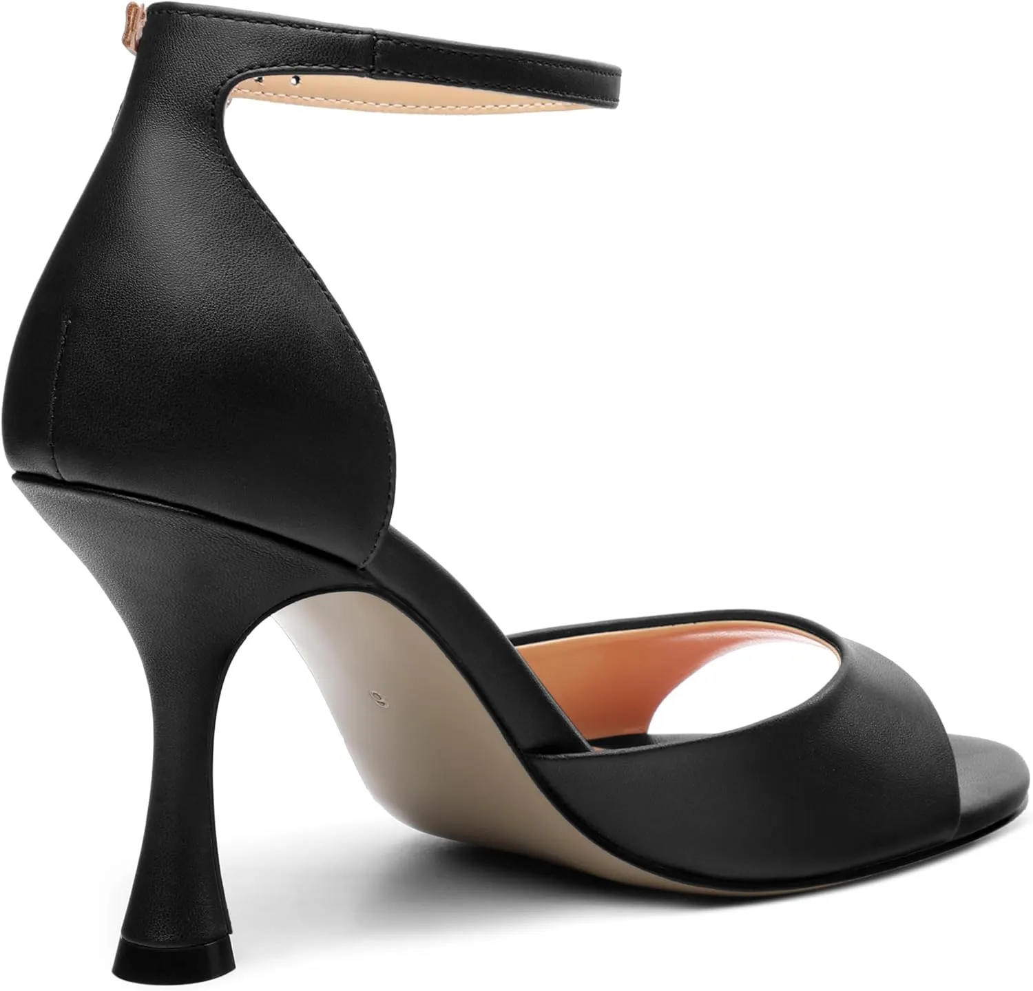 AMBELIGHT Women`s Stiletto High Round Open Toe Pumps Ankle Strap Buckle Peep Kitten Heels Sexy Dressy Sandals Wedding Evening Party Summer Shoes For Women 3.5 Inch