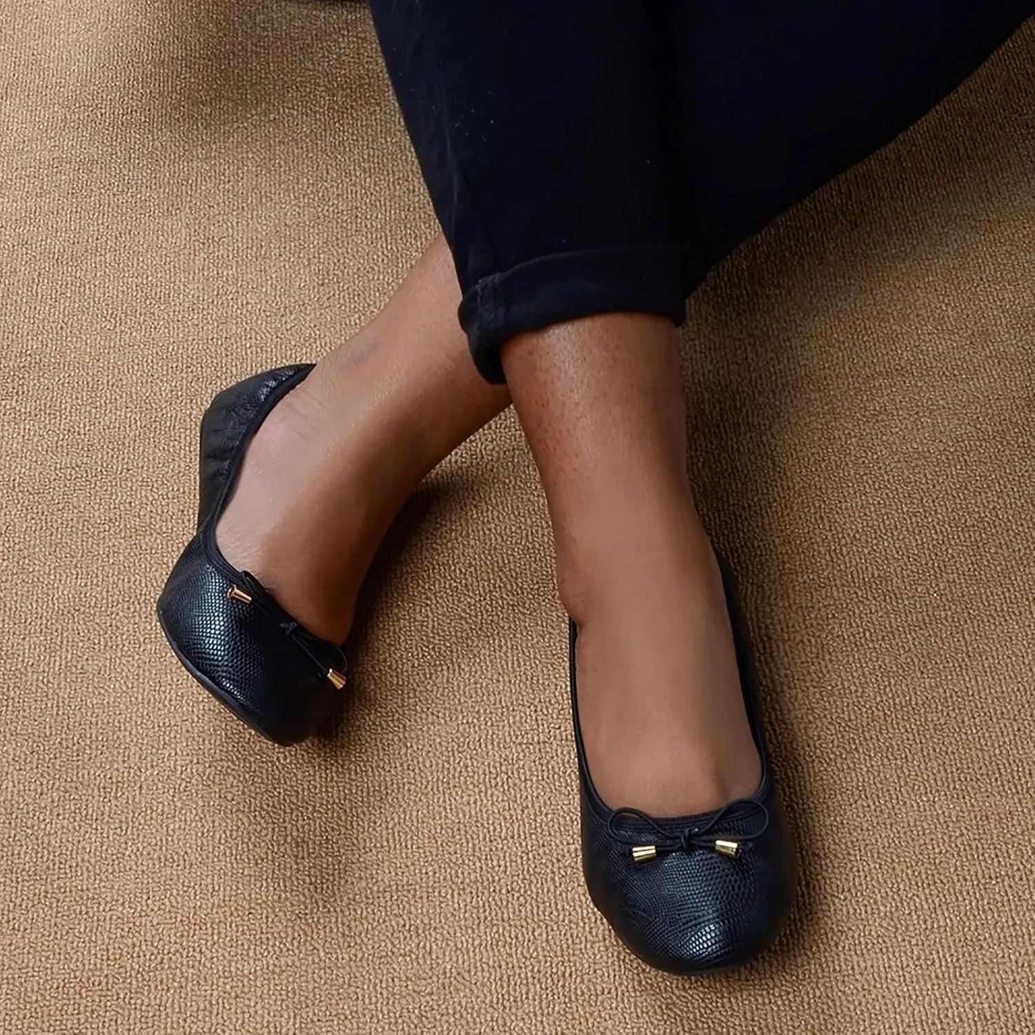 Ballet Flats Shoes for Women Portable Foldable Comfort Travel Shoes Bowknot Round Toe Slip-On Dress Flats