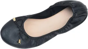 Ballet Flats Shoes for Women Portable Foldable Comfort Travel Shoes Bowknot Round Toe Slip-On Dress Flats