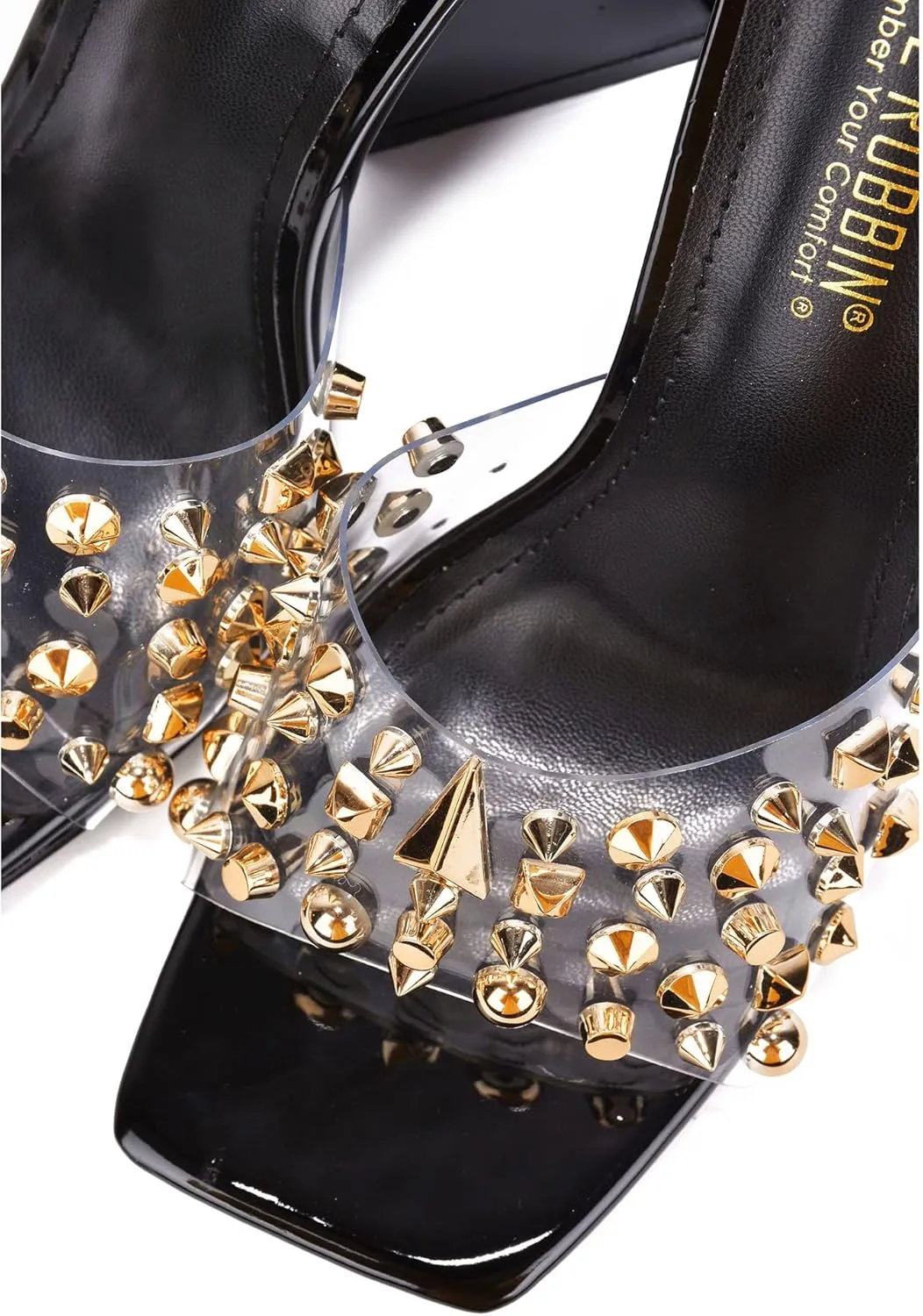 Cape Robbin Maxfield Spike Stud Square Toe Block Heels (Maxfield)
