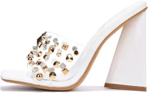 Cape Robbin Maxfield Spike Stud Square Toe Block Heels (Maxfield)