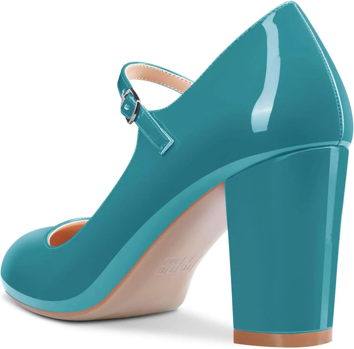 Castamere Women Mid Chunky Block Heel Round Toe Pumps Mary Jane Ankle Strap Office Party Dress Shoes 3.3 Inches Heels