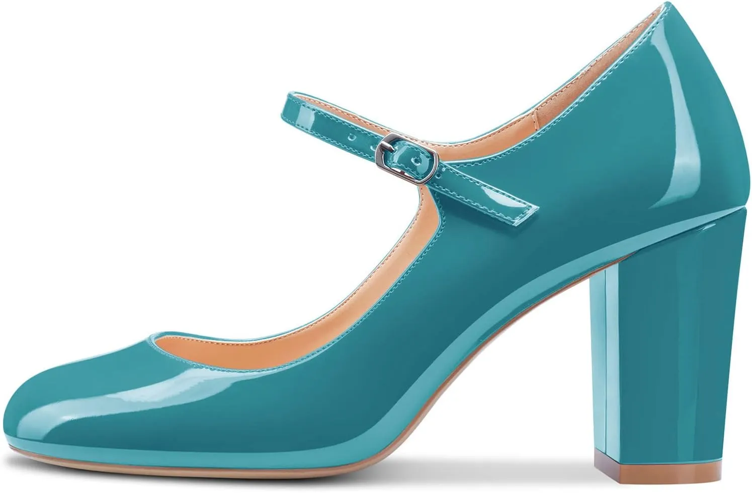 Castamere Women Mid Chunky Block Heel Round Toe Pumps Mary Jane Ankle Strap Office Party Dress Shoes 3.3 Inches Heels
