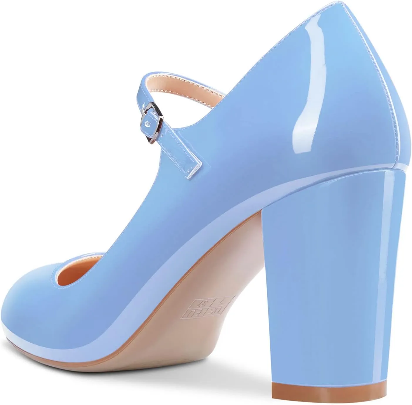 Castamere Women Mid Chunky Block Heel Round Toe Pumps Mary Jane Ankle Strap Office Party Dress Shoes 3.3 Inches Heels