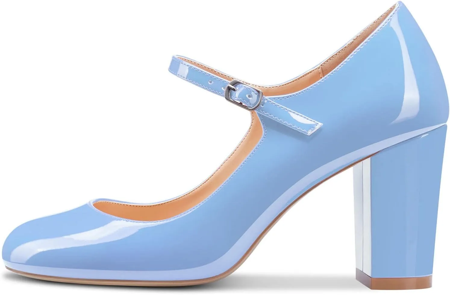 Castamere Women Mid Chunky Block Heel Round Toe Pumps Mary Jane Ankle Strap Office Party Dress Shoes 3.3 Inches Heels