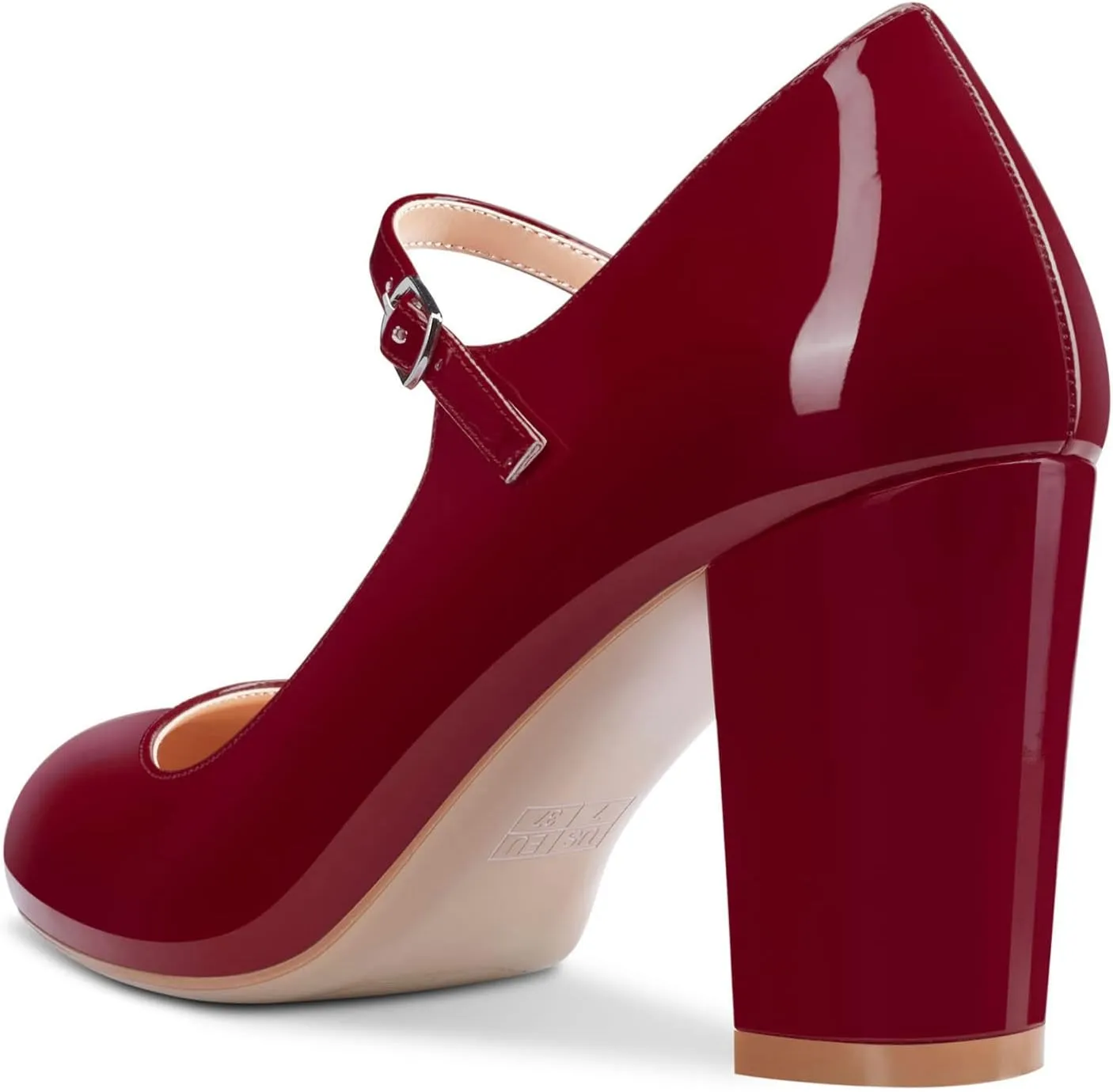 Castamere Women Mid Chunky Block Heel Round Toe Pumps Mary Jane Ankle Strap Office Party Dress Shoes 3.3 Inches Heels