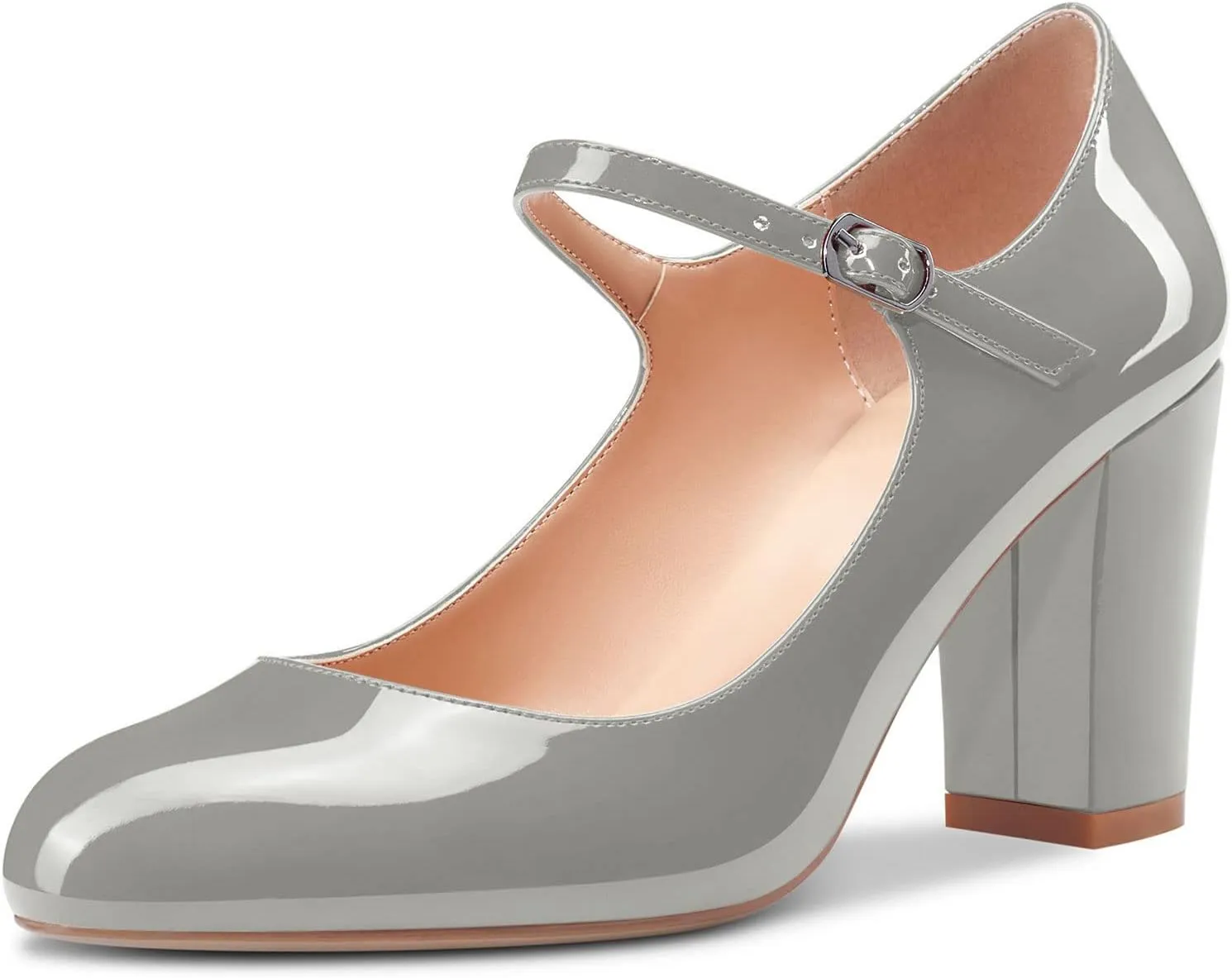Castamere Women Mid Chunky Block Heel Round Toe Pumps Mary Jane Ankle Strap Office Party Dress Shoes 3.3 Inches Heels