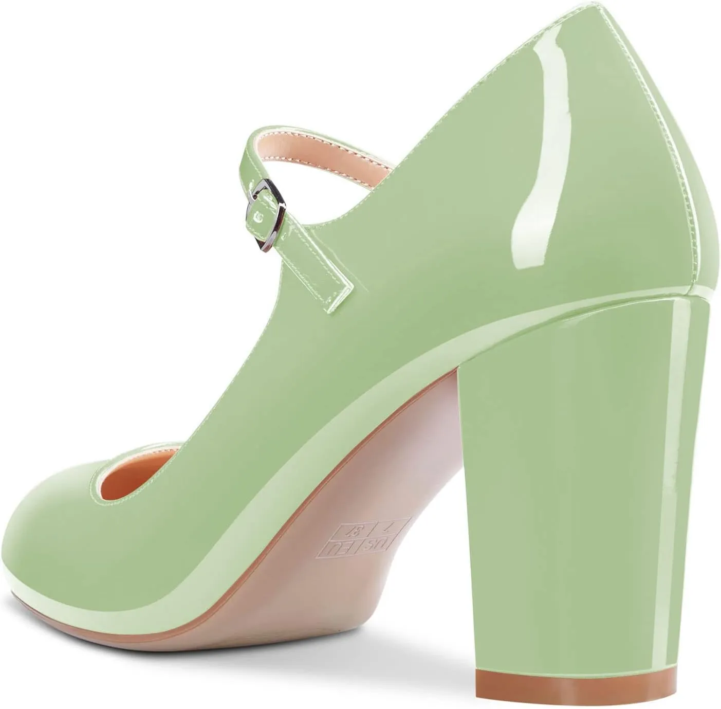 Castamere Women Mid Chunky Block Heel Round Toe Pumps Mary Jane Ankle Strap Office Party Dress Shoes 3.3 Inches Heels