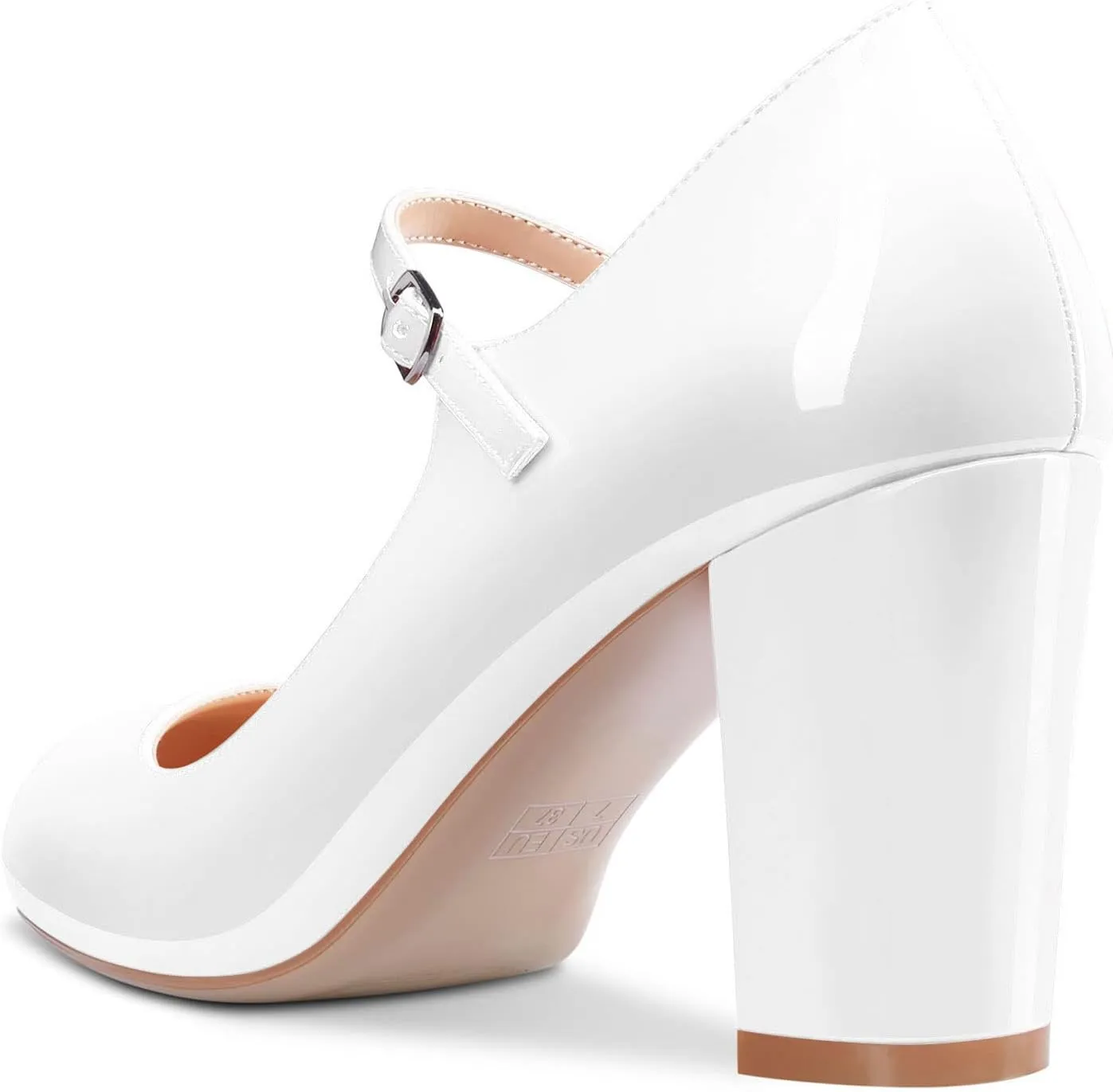 Castamere Women Mid Chunky Block Heel Round Toe Pumps Mary Jane Ankle Strap Office Party Dress Shoes 3.3 Inches Heels