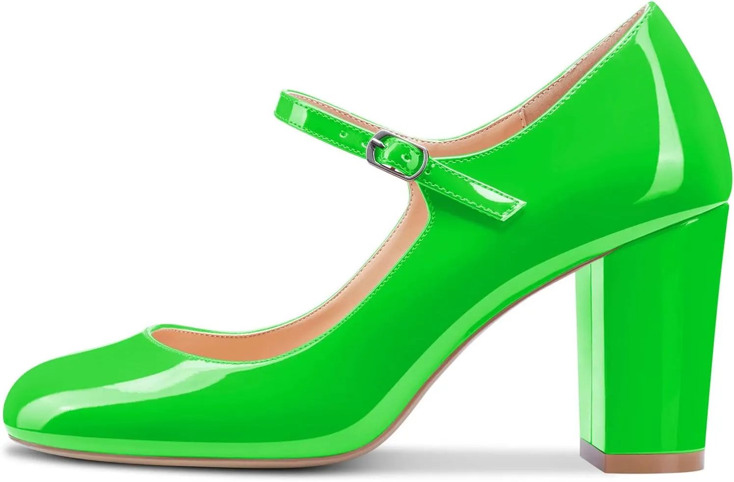 Castamere Women Mid Chunky Block Heel Round Toe Pumps Mary Jane Ankle Strap Office Party Dress Shoes 3.3 Inches Heels