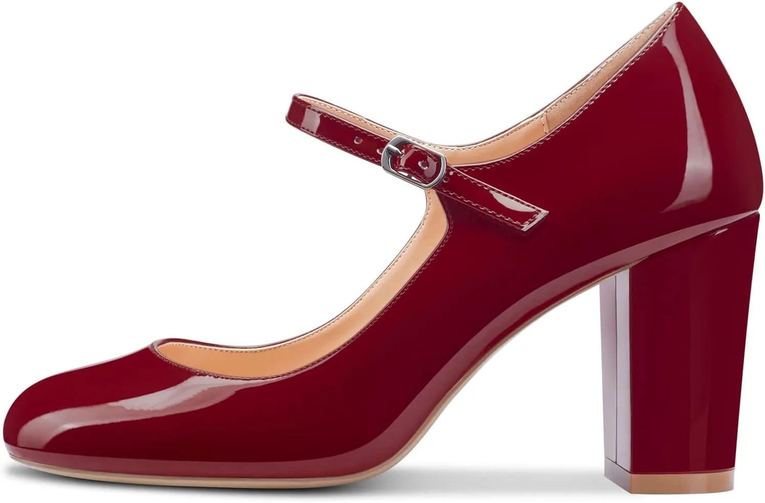 Castamere Women Mid Chunky Block Heel Round Toe Pumps Mary Jane Ankle Strap Office Party Dress Shoes 3.3 Inches Heels