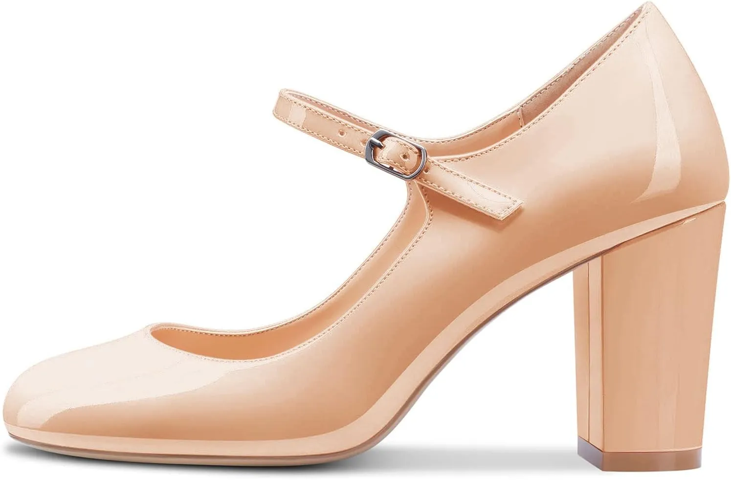 Castamere Women Mid Chunky Block Heel Round Toe Pumps Mary Jane Ankle Strap Office Party Dress Shoes 3.3 Inches Heels