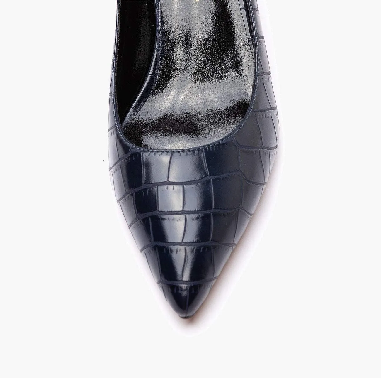 Castamere Womens Chunky Block Heels Pointed Toe Slip-on Mid-Heel Leather Lining Pumps 6CM