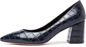 Castamere Womens Chunky Block Heels Pointed Toe Slip-on Mid-Heel Leather Lining Pumps 6CM