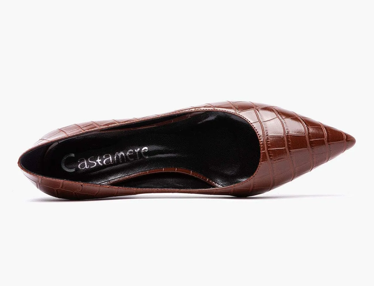 Castamere Womens Chunky Block Heels Pointed Toe Slip-on Mid-Heel Leather Lining Pumps 6CM