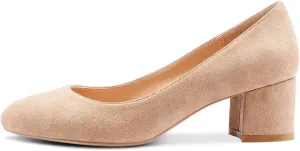 Castamere Womens Chunky Block Heels Round-Toe Slip-on Mid-Heel Basic Pumps 5CM Heels