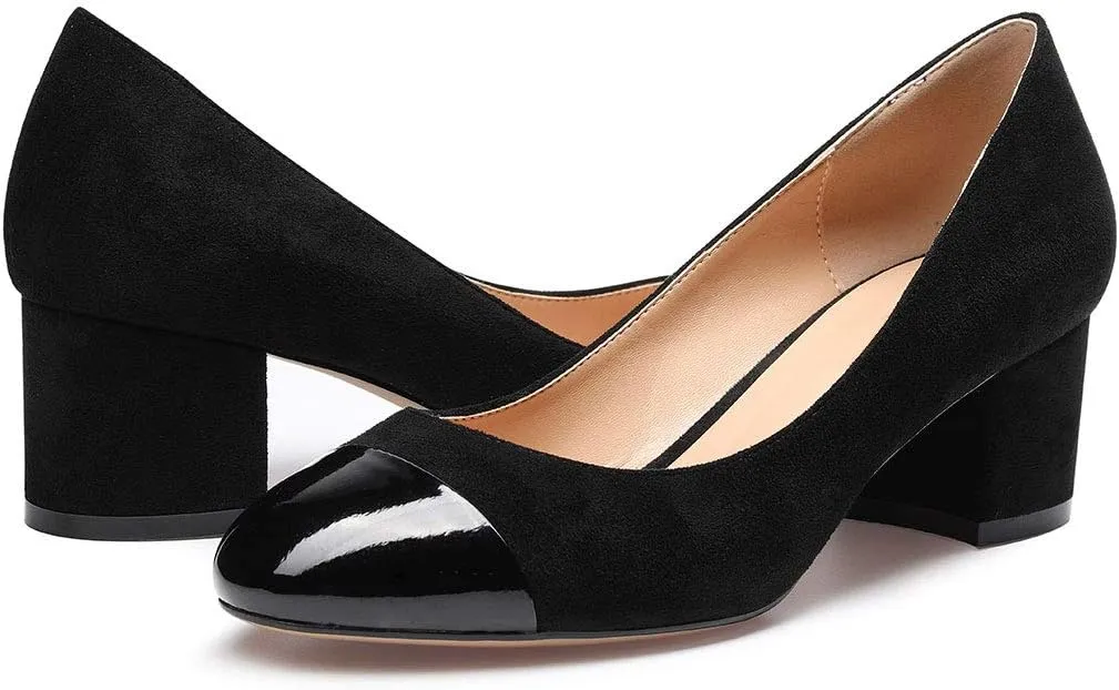 Castamere Womens Chunky Block Heels Round-Toe Slip-on Mid-Heel Basic Pumps 5CM Heels