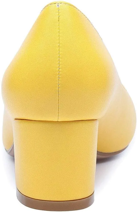 Castamere Womens Chunky Block Heels Round-Toe Slip-on Mid-Heel Basic Pumps 5CM Heels
