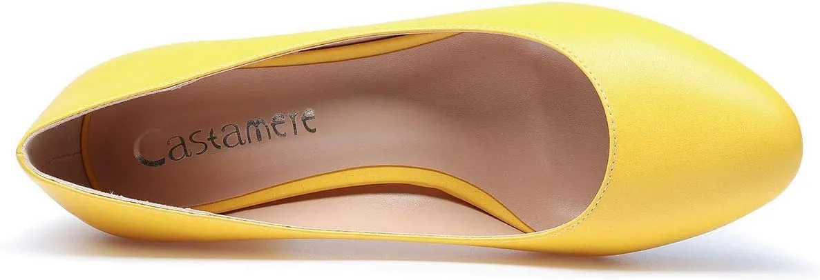 Castamere Womens Chunky Block Heels Round-Toe Slip-on Mid-Heel Basic Pumps 5CM Heels