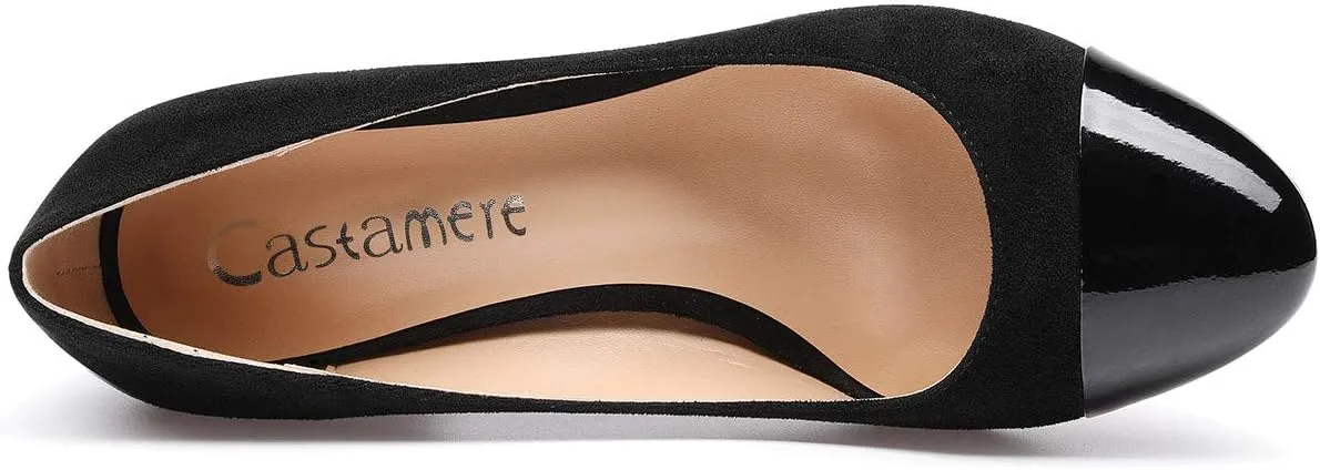 Castamere Womens Chunky Block Heels Round-Toe Slip-on Mid-Heel Basic Pumps 5CM Heels