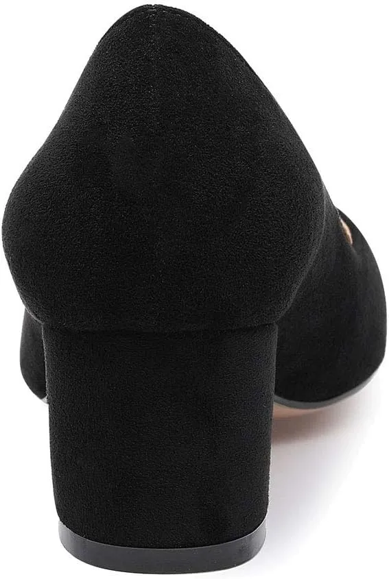 Castamere Womens Chunky Block Heels Round-Toe Slip-on Mid-Heel Basic Pumps 5CM Heels