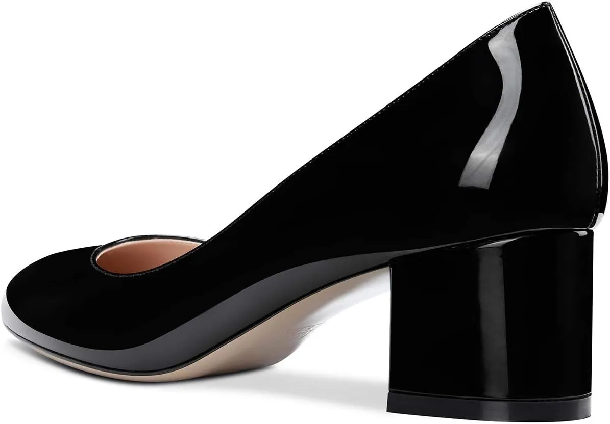 Castamere Womens Chunky Block Heels Round-Toe Slip-on Mid-Heel Basic Pumps 5CM Heels