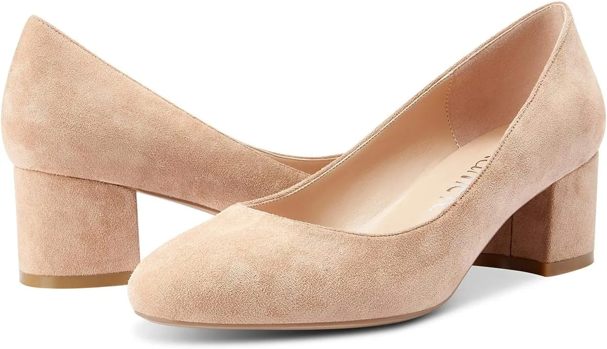 Castamere Womens Chunky Block Heels Round-Toe Slip-on Mid-Heel Basic Pumps 5CM Heels