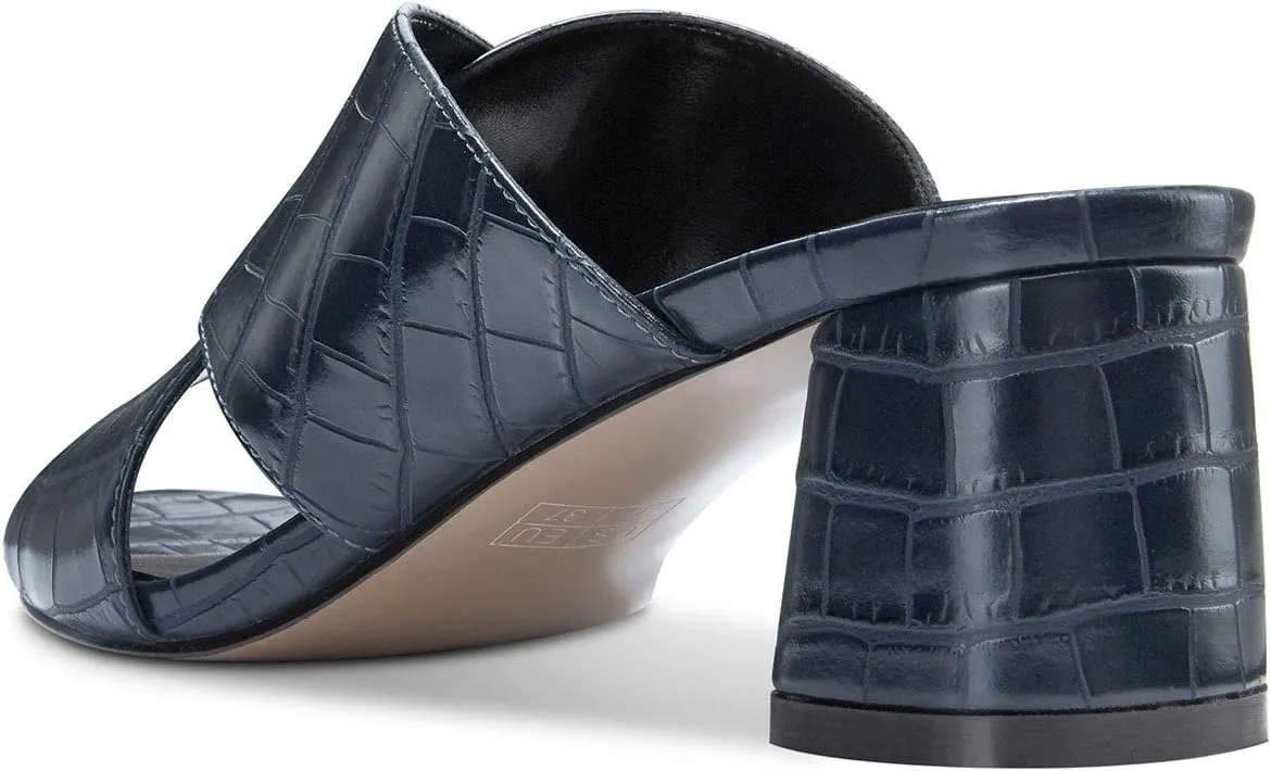 Castamere Womens Chunky Block Heels Slippers Slip-on Strappy Open Toe Sandals 5CM Heeled Sandal