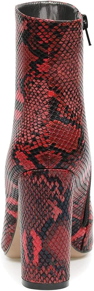 Castamere Womens High Block Heels Ankle Boots Pointed Toe Slip-on Boot with Zipper 10CM Heels