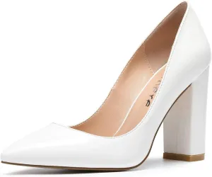 Castamere Womens High Block Heels Pointed Toe Slip-on Pumps 10CM