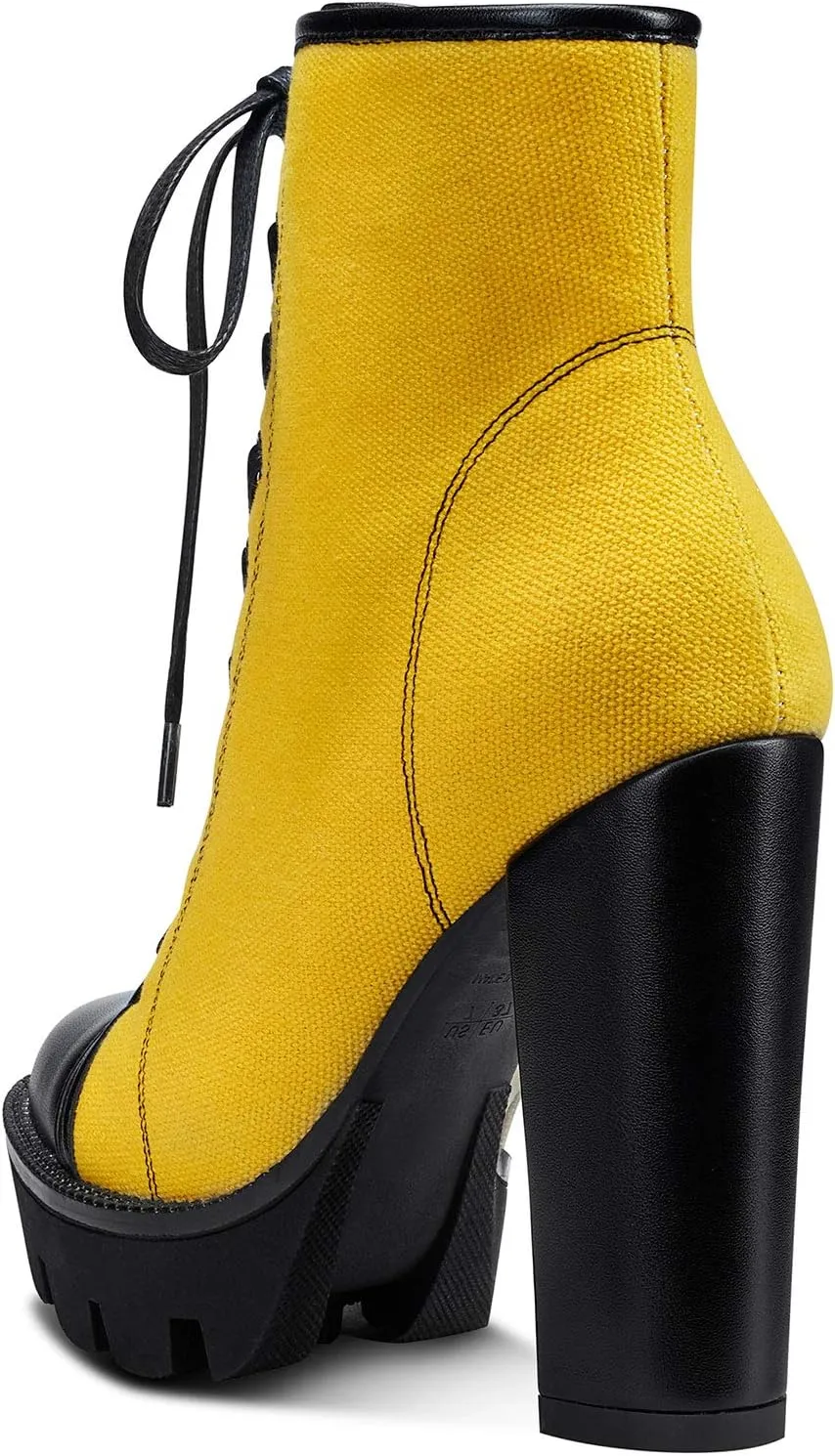 Castamere Womens High Heel Platform Lace Up Booties Chunky Heel Ankle Boots With Zipper Round Toe 12CM Heels
