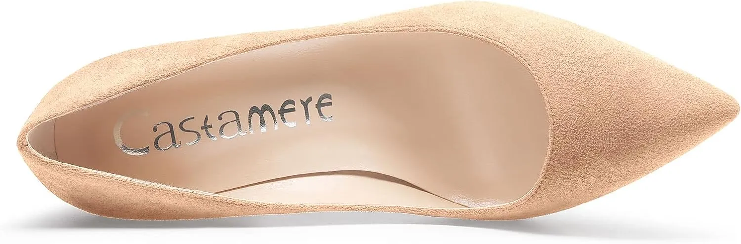 Castamere Womens Mid Chunky Block Heel Pointed Toe Slip-on Office Pumps Wedding Dress Cute Classic Shoes 3" Heels