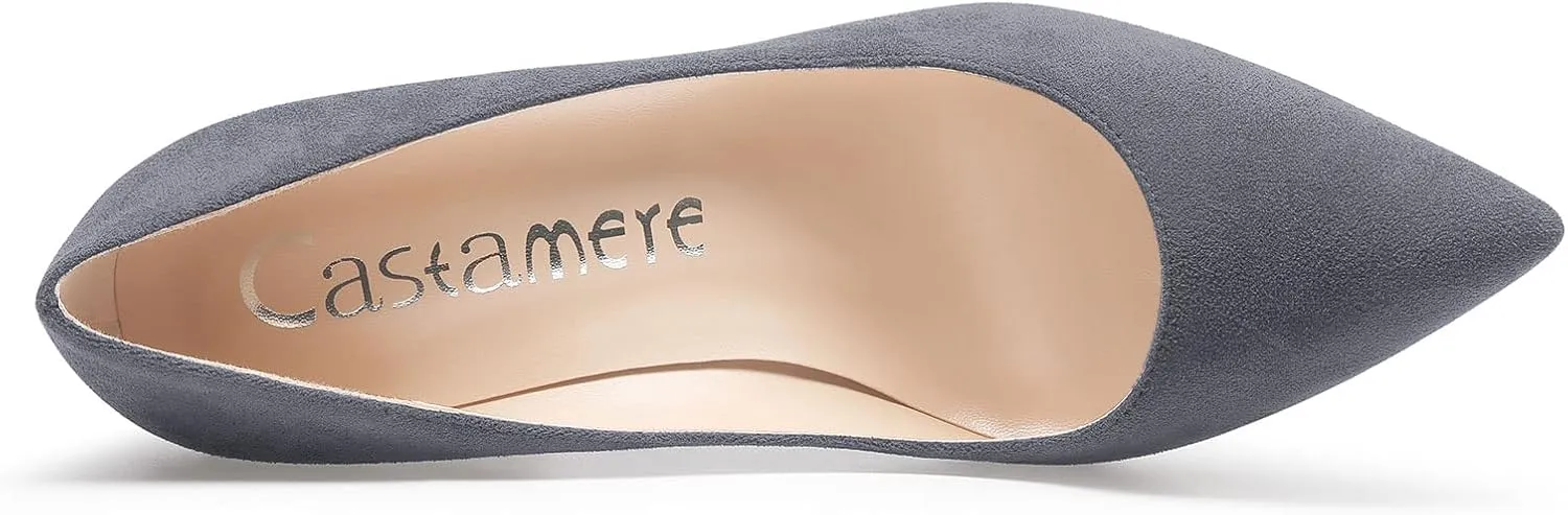 Castamere Womens Mid Chunky Block Heel Pointed Toe Slip-on Office Pumps Wedding Dress Cute Classic Shoes 3" Heels