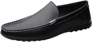 Casual Loafers for Men Vegan Leather Working Casual Round Toe Anti-Slip Non Slip Resistant Office Slip On