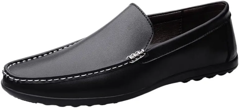 Casual Loafers for Men Vegan Leather Working Casual Round Toe Anti-Slip Non Slip Resistant Office Slip On