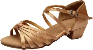 Chunky Dress Shoes for Women Open Toe Latin Dance Shoes Professional Ballroom Sandals Low Block Heeled Sandals