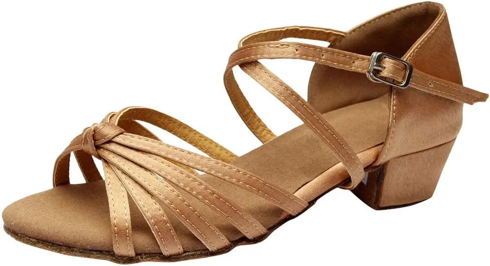 Chunky Dress Shoes for Women Open Toe Latin Dance Shoes Professional Ballroom Sandals Low Block Heeled Sandals