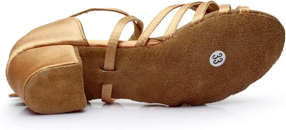 Chunky Dress Shoes for Women Open Toe Latin Dance Shoes Professional Ballroom Sandals Low Block Heeled Sandals