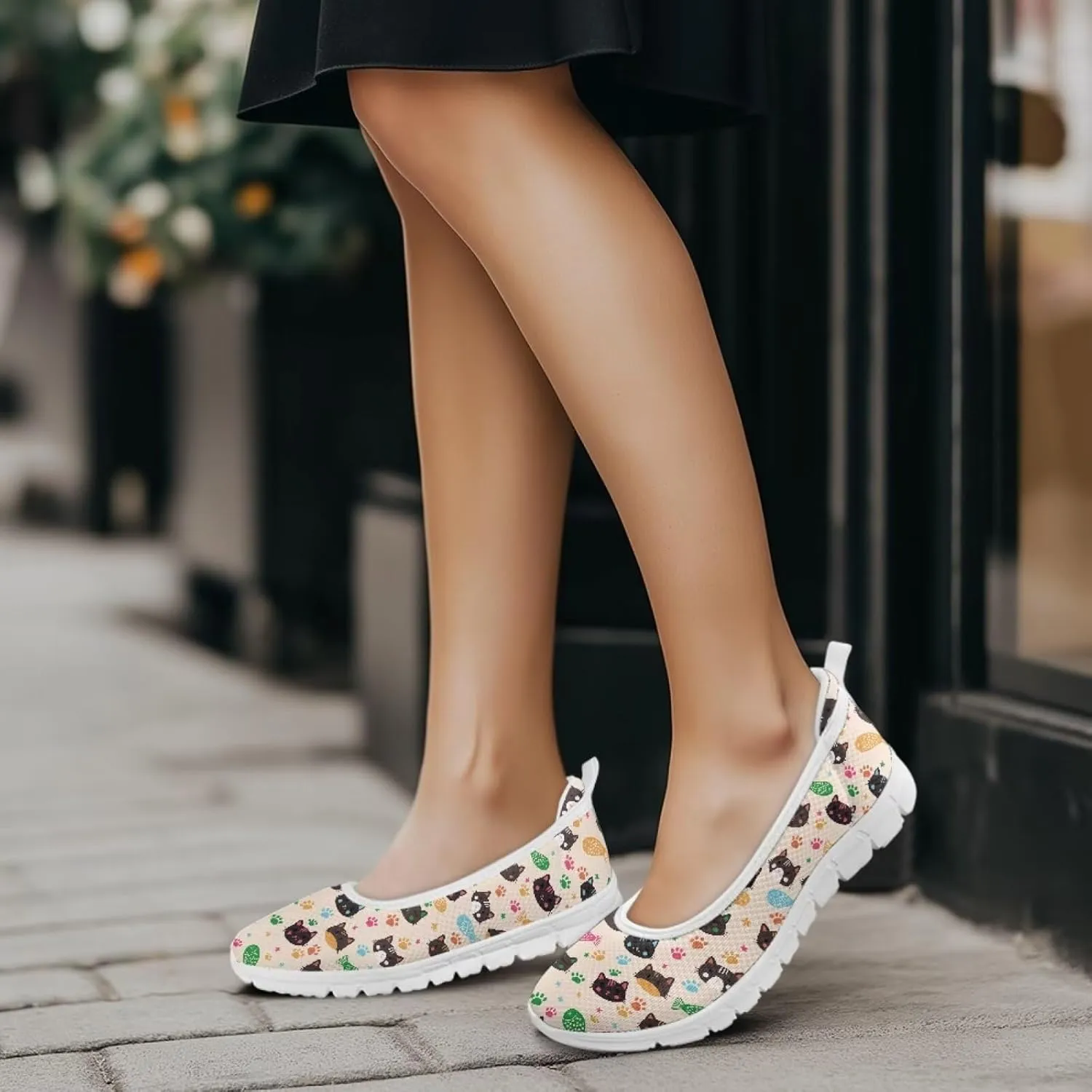 Coloranimal Flats for Women Loafers Shoes Walking Shoes Mesh Flats Athletic Shoes Casual Flats Comfortable Travel Shoes Slip On Flats