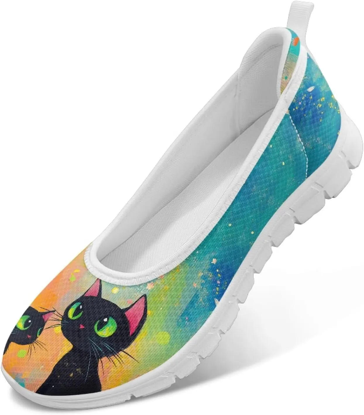 Coloranimal Flats for Women Loafers Shoes Walking Shoes Mesh Flats Athletic Shoes Casual Flats Comfortable Travel Shoes Slip On Flats