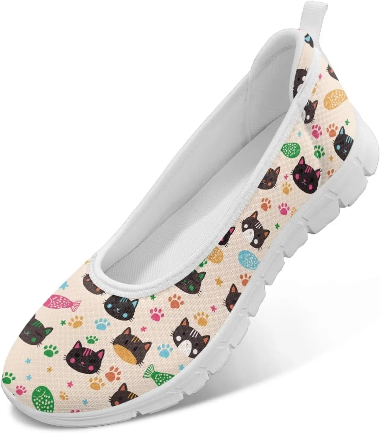 Coloranimal Flats for Women Loafers Shoes Walking Shoes Mesh Flats Athletic Shoes Casual Flats Comfortable Travel Shoes Slip On Flats
