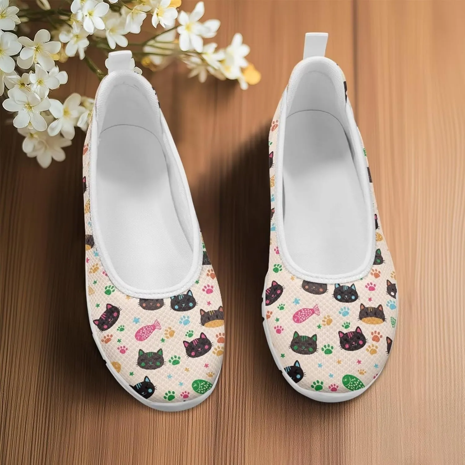 Coloranimal Flats for Women Loafers Shoes Walking Shoes Mesh Flats Athletic Shoes Casual Flats Comfortable Travel Shoes Slip On Flats