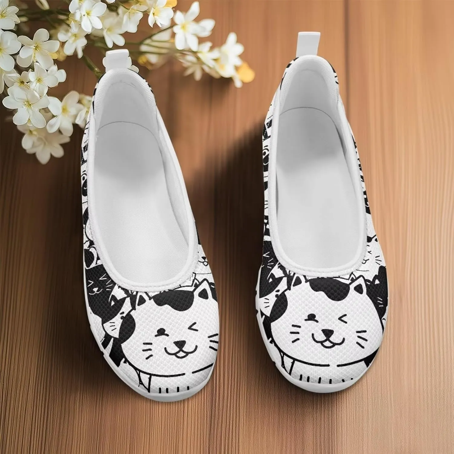 Coloranimal Flats for Women Loafers Shoes Walking Shoes Mesh Flats Athletic Shoes Casual Flats Comfortable Travel Shoes Slip On Flats