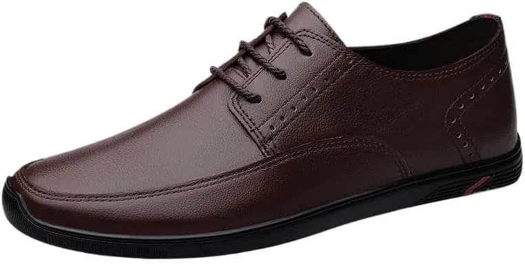 Comfortable Driving for Men, Formal Lace-up Brogue Shoes, Breathable Business Dress Loafers Shoes, Men's Leather Flats Oxford Shoes