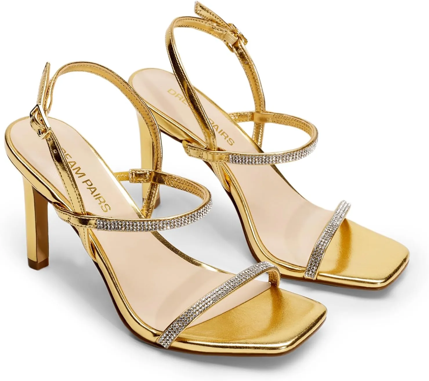 DREAM PAIRS Womens Slingback Heels High Stilettos Open Square Toe Ankle Strap Pumps Sexy Comfort Strappy Dress Shoes Wedding Bridal Heeled Sandals