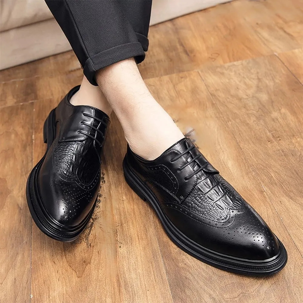 Dress Oxford Shoes for Men British Style Genuine Leather Men's Brogue Shoes Luxury Handmade man Oxfords New Casual Breathable Business Shoes