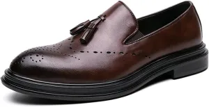 Dress Shoes for Men Men's Formal Wedding Brogue Shoes Slip-On Dress Footwear for Parties and Special Occasions