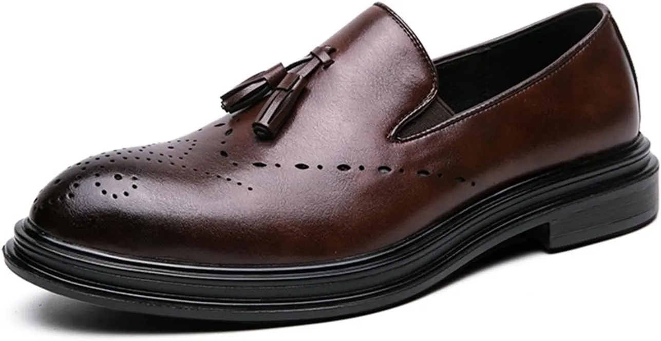 Dress Shoes for Men Men's Formal Wedding Brogue Shoes Slip-On Dress Footwear for Parties and Special Occasions